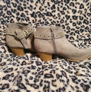 Taupe block heel booties